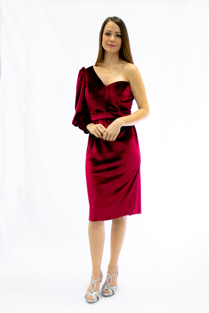 Vestido Paula Terciopelo Burdeos