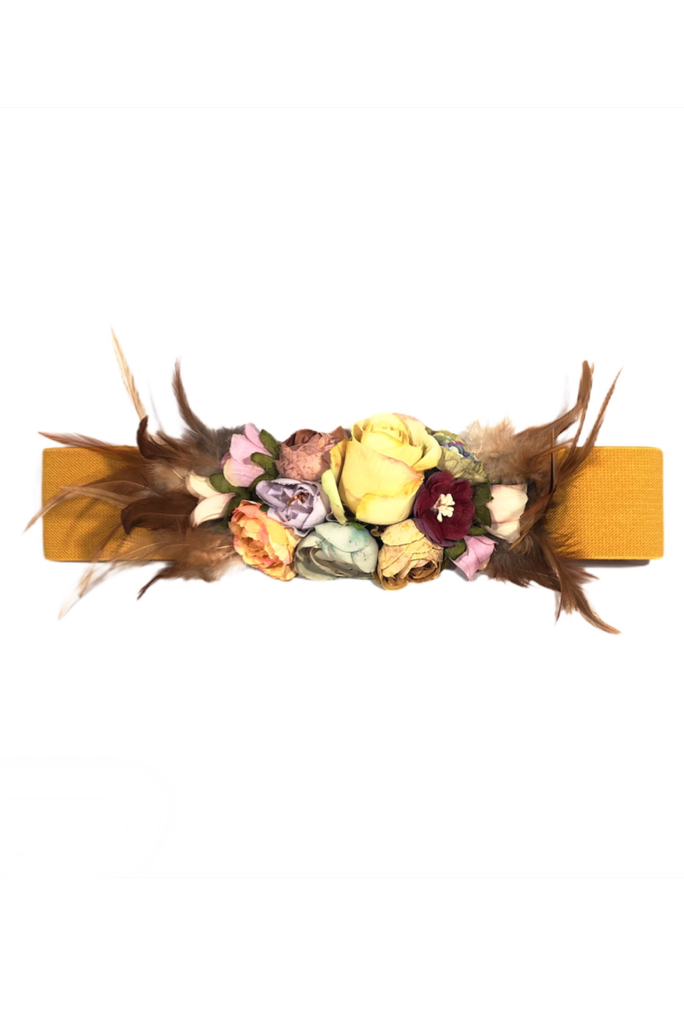 Cinturón Amarillo Mostaza Floral
