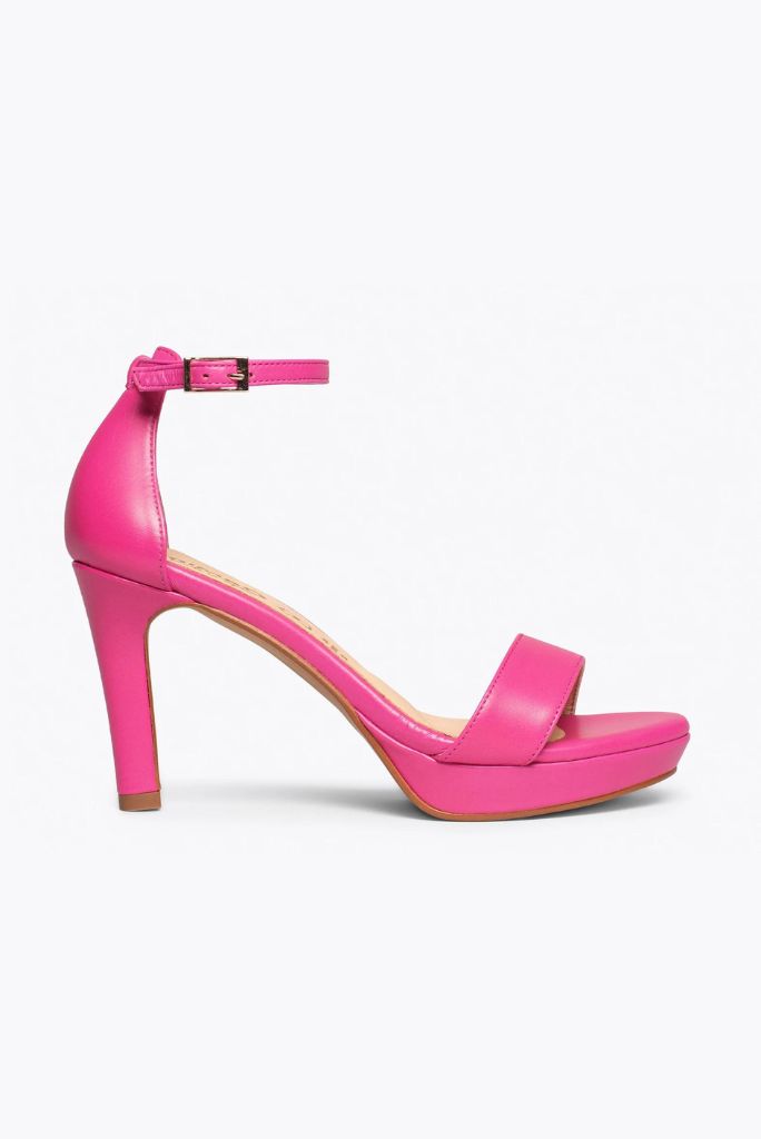 Sandalia tacón alto rosa